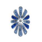 Silver Floral Pendant With Blue Crystals The Eclat, image 