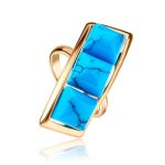 Reconstructed Turquoise Cocktail Ring In Gold-Plated Silver, Ring Size: 8 / 18, image 