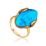 Reconstructed Turquoise Cocktail Ring In Gold-Plated Silver The Rendezvous, Ring Size: 9 / 19, image 