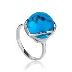 Classy Reconstructed Turquoise Silver Ring, Ring Size: 9.5 / 19.5, image 