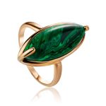 Gold-Plated Ring With Reconstructed Malachite Centerstone, Ring Size: 8 / 18, image 
