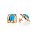 Gold-Plated Signet Ring With Reconstructed Turquoise The Ithaca, Ring Size: 11 / 20.5, image , picture 6