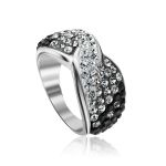 Sterling Silver Ring With Black And White Crystals The Eclat, Ring Size: 8 / 18, image 