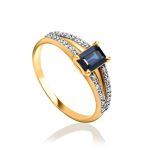 Classy Blue Sapphire And Diamond Ring In Gold The Mermaid, Ring Size: 8 / 18, image 