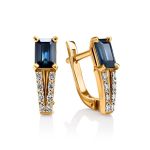 Classy Blue Sapphire And Diamond Earrings In Gold The Mermaid, image 