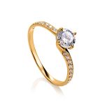 Stunning Golden Ring With Crystals, Ring Size: 6.5 / 17, image 