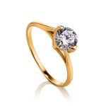 Solitaire Crystal Golden Ring, Ring Size: 10 / 20, image 