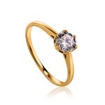 Golden Ring With White Crystal, Ring Size: 7 / 17.5, image 