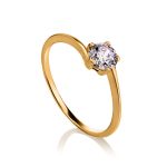 Classy Golden Ring With White Crystal, Ring Size: 4 / 15, image 