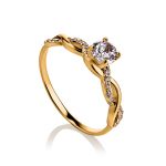 Classy Golden Ring With White Crystals, Ring Size: 8.5 / 18.5, image 