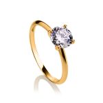 Solitaire Crystal Ring In Gold, Ring Size: 6.5 / 17, image 