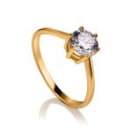 Bold Golden Ring With White Crystal, Ring Size: 5.5 / 16, image 