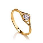 Classic Golden Ring With White Crystal, Ring Size: 6 / 16.5, image 