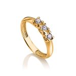 Elegant Golden Ring With Diamonds, Ring Size: 6 / 16.5, image 