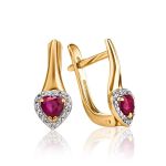 Elegant Golden Ring With Heart Shaped Ruby And Diamonds, Ring Size: 8 / 18, image , picture 5