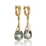 Golden Dangle Earrings With Pale Green Prasiolites, image 