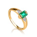 Classy Golden Ring With Baguette Cut Emerald And Diamonds The Oasis, Ring Size: 6.5 / 17, image 