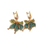 Gold-Plated Floral Earrings With Two-Toned Crystals The Jungle, image 