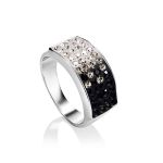 Black And White Crystal Ring In Sterling Silver The Eclat, Ring Size: 8.5 / 18.5, image 