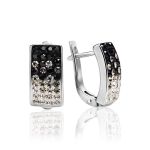 Geometrical Black and White Crystals Earrings The Eclat, image 