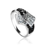 Black And White Crystal Ring In Sterling Silver The Eclat, Ring Size: 9 / 19, image 