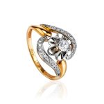 Statement Golden Ring With White Diamonds, Ring Size: 6.5 / 17, image 