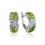 Sterling Silver Earrings With Green And White Crystals The Eclat, image 