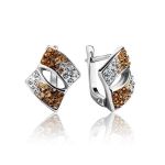 Silver Earrings With Champaign Crystals The Eclat, image 