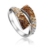Silver Band Ring With Multicolor Crystals The Eclat, Ring Size: 8.5 / 18.5, image 