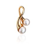 Twisted Gold-Plated Ring With Creamrose Cultured Pearl The Serene, Ring Size: Adjustable, image , picture 6