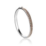 Bright Silver Hinged Bracelet With Champaign Crystals The Eclat, image 