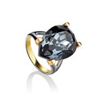 Black Crystal Cocktail Ring In Gold Plated Silver The Fame, Ring Size: 6.5 / 17, image 