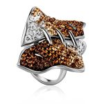 Silver Cocktail Ring With Two Toned Crystals The Eclat, Ring Size: 10 / 20, image 