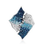 Silver Cocktail Ring With Blue And White Crystals The Eclat, Ring Size: 8 / 18, image , picture 6