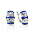 Silver Latch Back Earrings With Blue And White Crystals The Eclat, image 