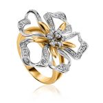 White Gold Floral Ring With Diamonds, Ring Size: 6.5 / 17, image 