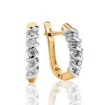 Stylish Golden Earrings With White Diamonds, image 