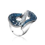 Blue And White Crystal Cocktail Ring In Sterling Silver The Eclat, Ring Size: 11 / 20.5, image 