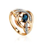 Golden Cocktail Ring With Diamonds And Sapphire The Mermaid, Ring Size: 6.5 / 17, image 