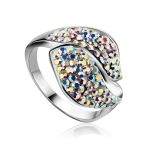 Silver Cocktail Ring With Chameleon Colored Crystals The Eclat, Ring Size: 9 / 19, image 