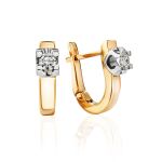 Golden Latch Back Earrings With Diamonds, image 