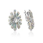 Silver Floral Earrings With Chameleon Colored Crystals The Eclat, image 