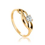 Refined Golden Ring With Solitaire White Diamond, Ring Size: 8 / 18, image 