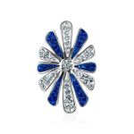 Silver Floral Ring With Blue And White Crystals The Eclat, Ring Size: 8 / 18, image , picture 7