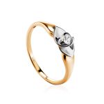 Golden Ring With White Diamond Centerpiece, Ring Size: 6.5 / 17, image 