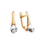Golden Latch Back Earrings With Diamonds, image 