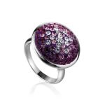 Round Silver Ring With Purple Crystals The Eclat, Ring Size: 6.5 / 17, image 