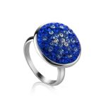 Round Silver Ring With Blue Crystals The Eclat, Ring Size: 8.5 / 18.5, image 