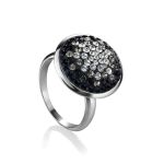 Silver Ring With Black And White Crystals The Eclat, Ring Size: 10 / 20, image 