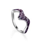 Curvy Silver Ring With Purple Crystals The Jungle, Ring Size: 9.5 / 19.5, image 